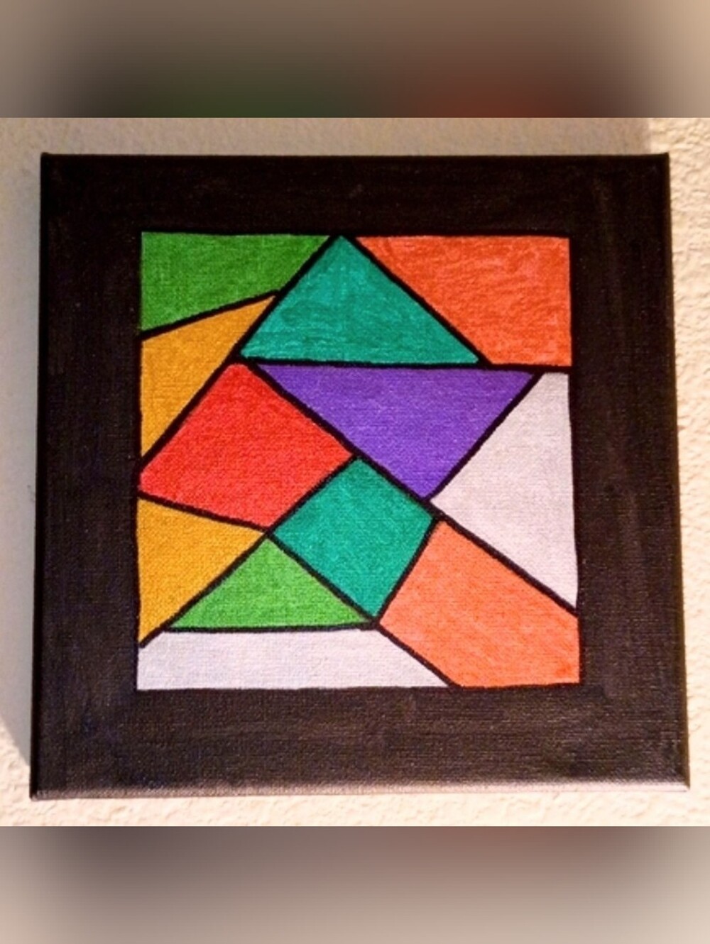 Original 8x8" Geometric Prism Acrylic Painting – Signed Canvas